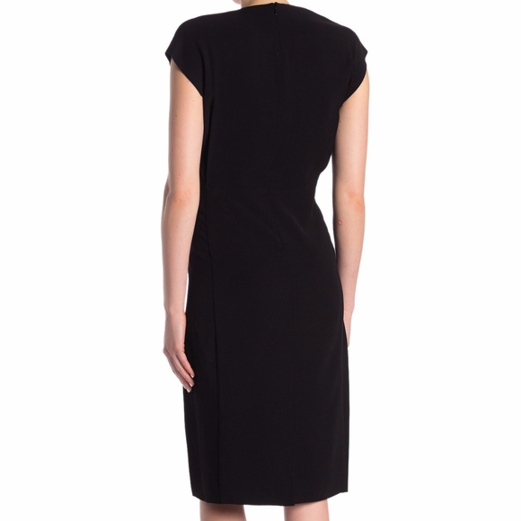 NWT $345 Vince V-Neck Cap Sleeve Pencil Dress in Black size 0!